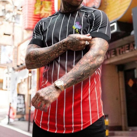 . Other - Red And Black Mens Striped Tee
